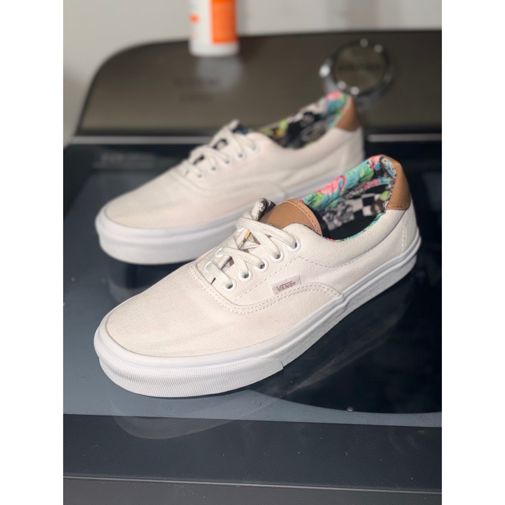 Vans Era 59 Sneaker Women 9.5 Cream Good C&L Tropical Floral Lining Low Top